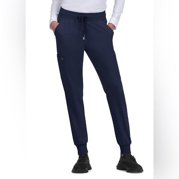 Cureology Women’s Navy 6-Pocket Elastic Waistband Cargo Jogger Scrubs - Size S - Picture 1 of 5